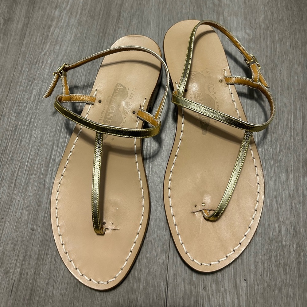 Vero Cuoio Metallic Gold and Tan Sandals